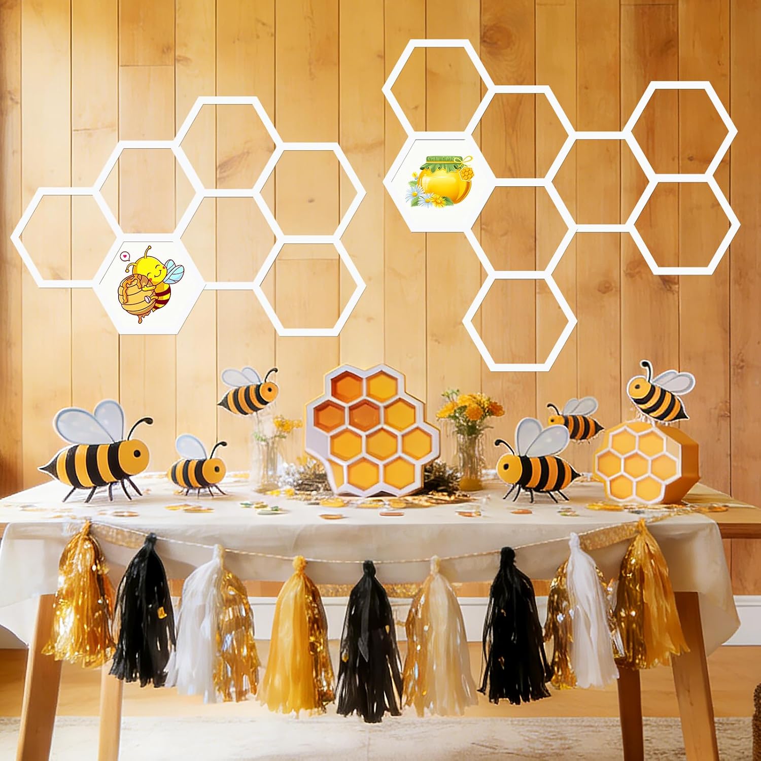Thumbnail 4 de TaoQ C – 15 Stück Holz-Waben-Dekor, hexagonale Wanddekoration aus Holz