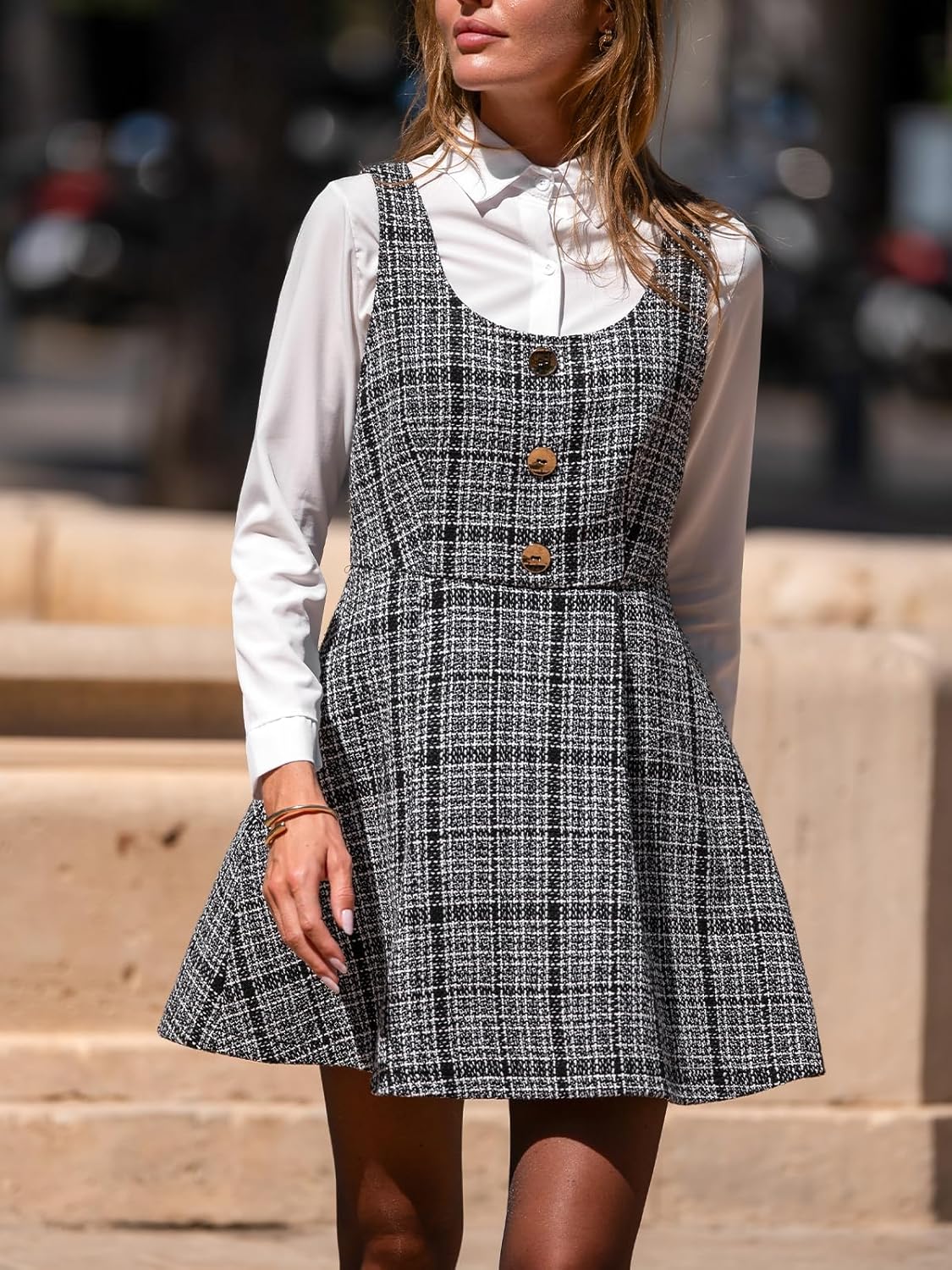 Thumbnail 5 de CUPSHE Mini abiti da donna girocollo plaid senza maniche A-line