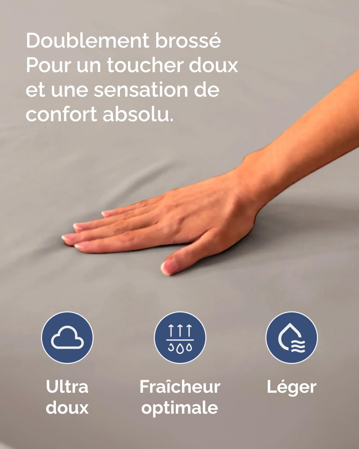 Detalle de Drap-Housse 100x200 cm Bonnet 40 cm extra profond en microfibre poly brush gris clair – OEKO-TEX