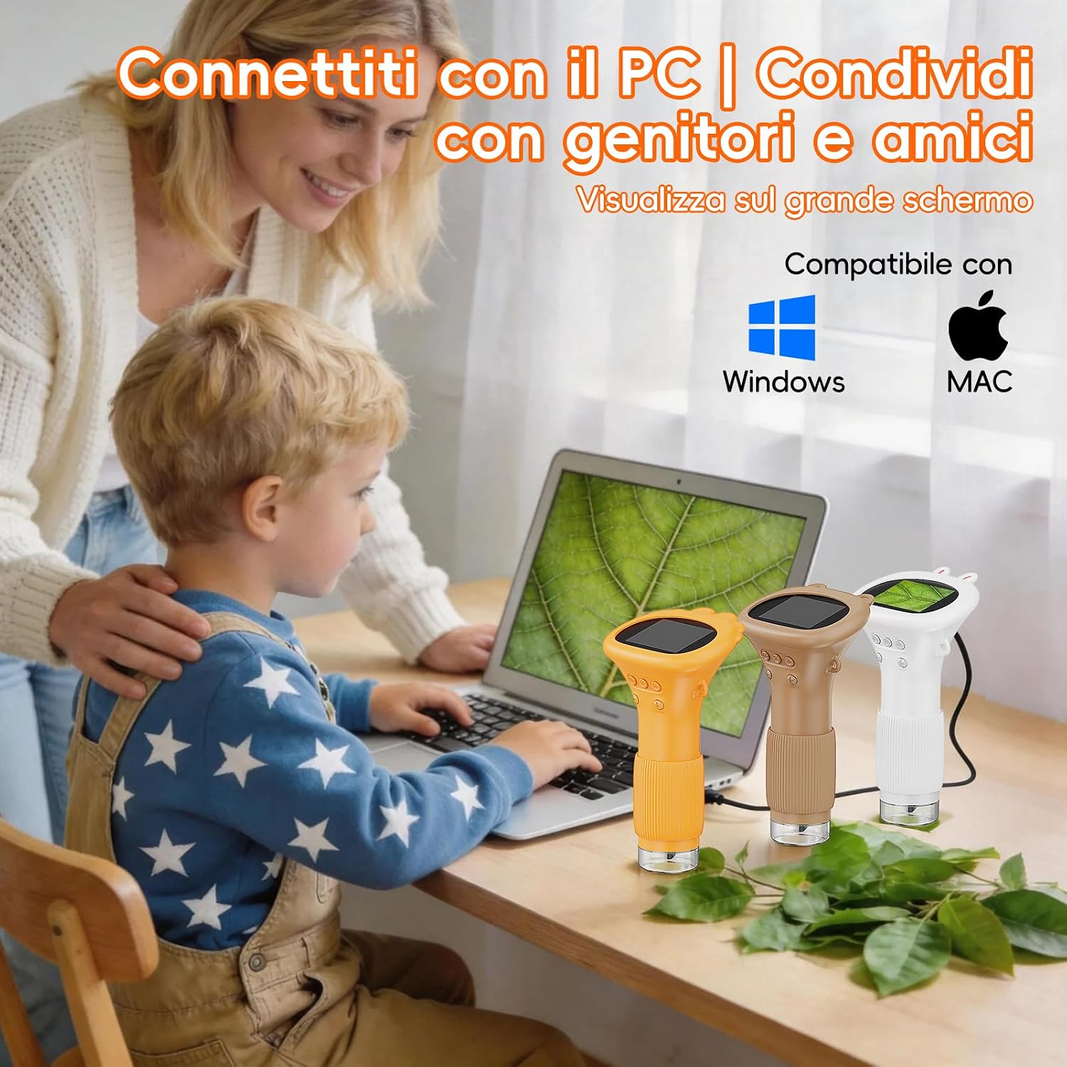 Thumbnail 6 de ASPOVEN Microscopio Bambini Digitale Portatile 1000X con Schermo 2" – Esplorazioni scientifiche per i più piccoli