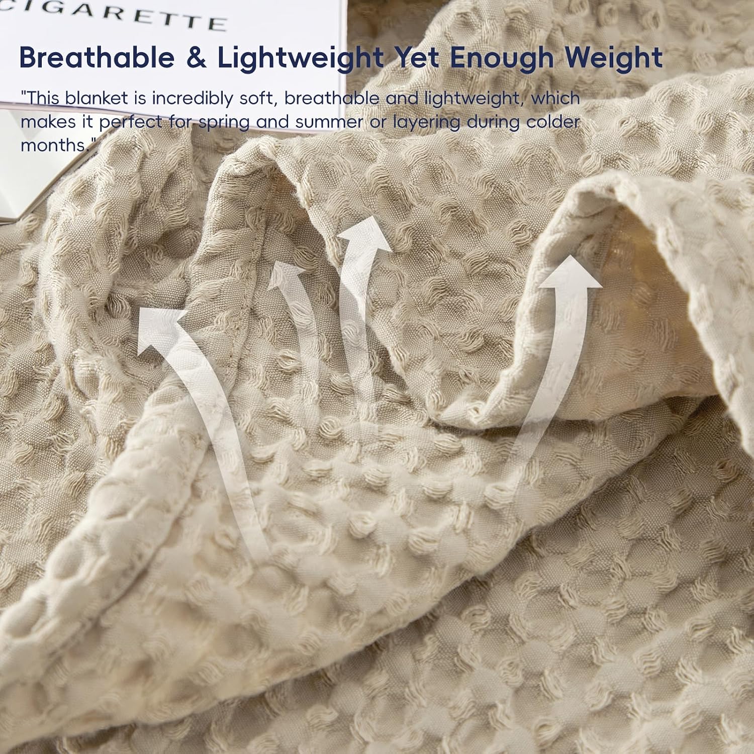 Detalle 2 de PHF Waffle Weave Blanket Queen Size