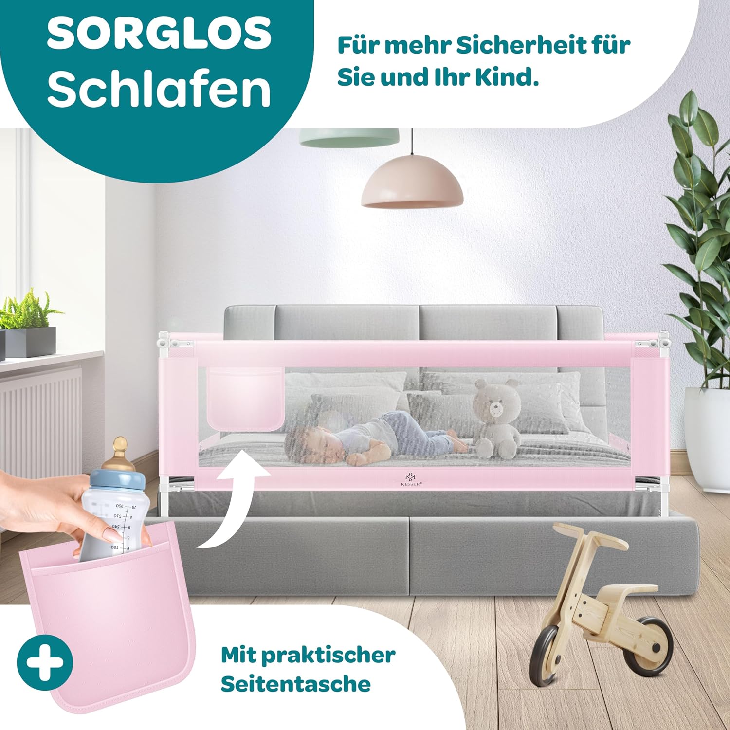 Thumbnail 5 de KESSER® Bettschutzgitter 180 cm Höhe 72–96 cm