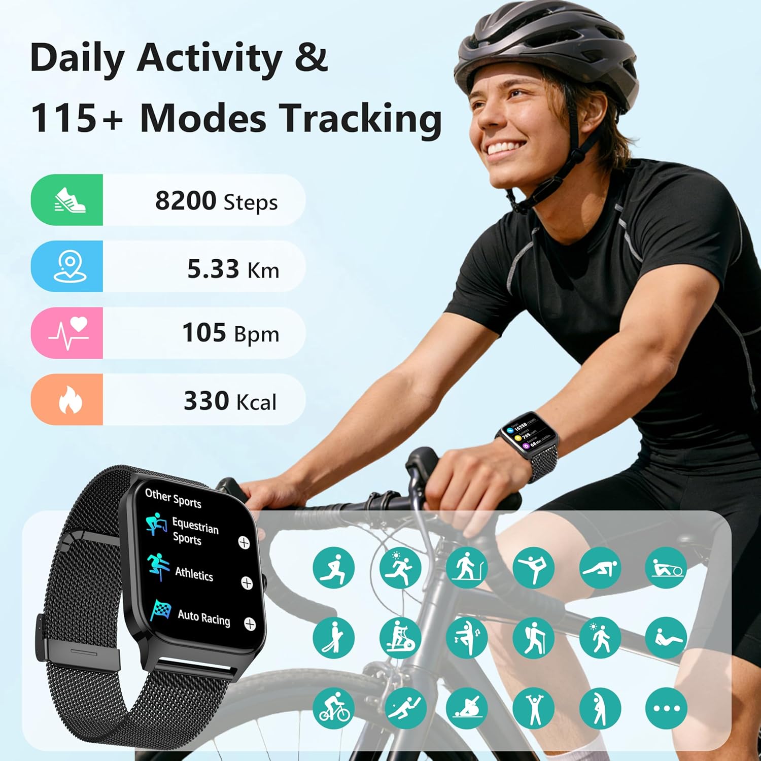 Thumbnail 5 de Smart Watch 1.85-inch Fitness Tracker for Android & iPhone