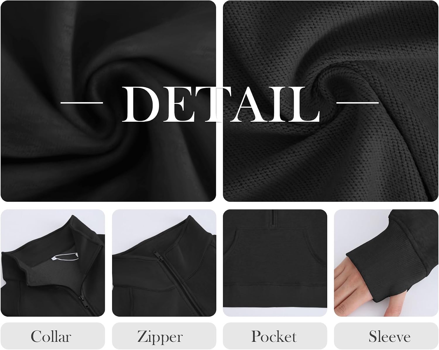 Detalle de Friptspyg Sweat à capuche en velours pour femme – sweat d’hiver chaud à manches longues avec poche