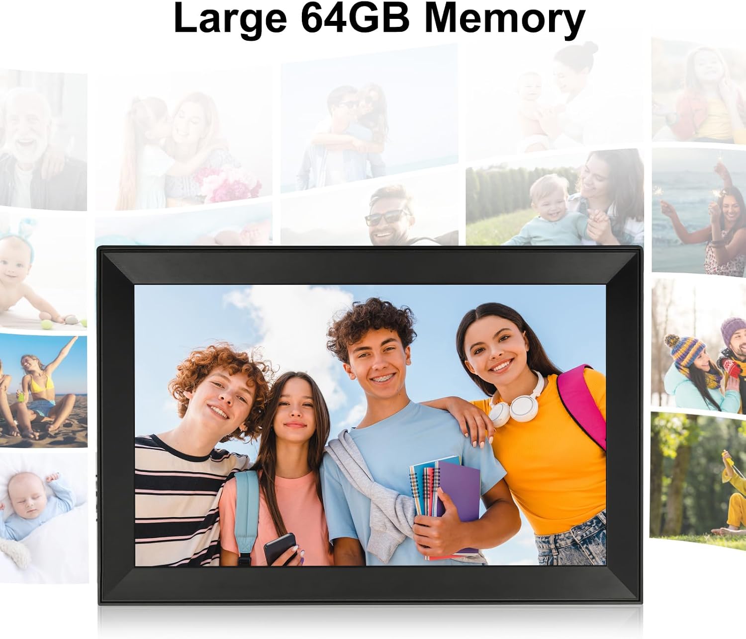 Detalle de AiMOR Digitaler Bilderrahmen 15,6 Zoll: WLAN, 64 GB Speicher, automatische Drehrichtung