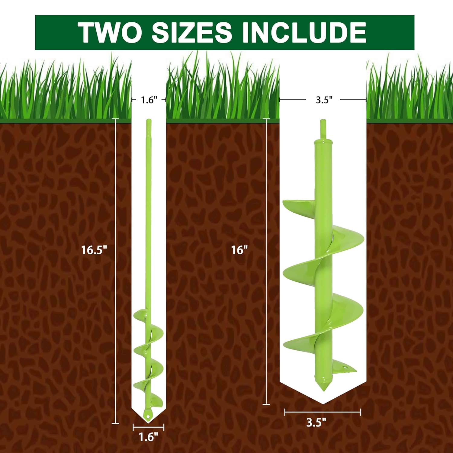 Detalle 2 de TCBWFY 3.5"x16" & 1.6"x16.5" Garden Auger Drill Bit ๐