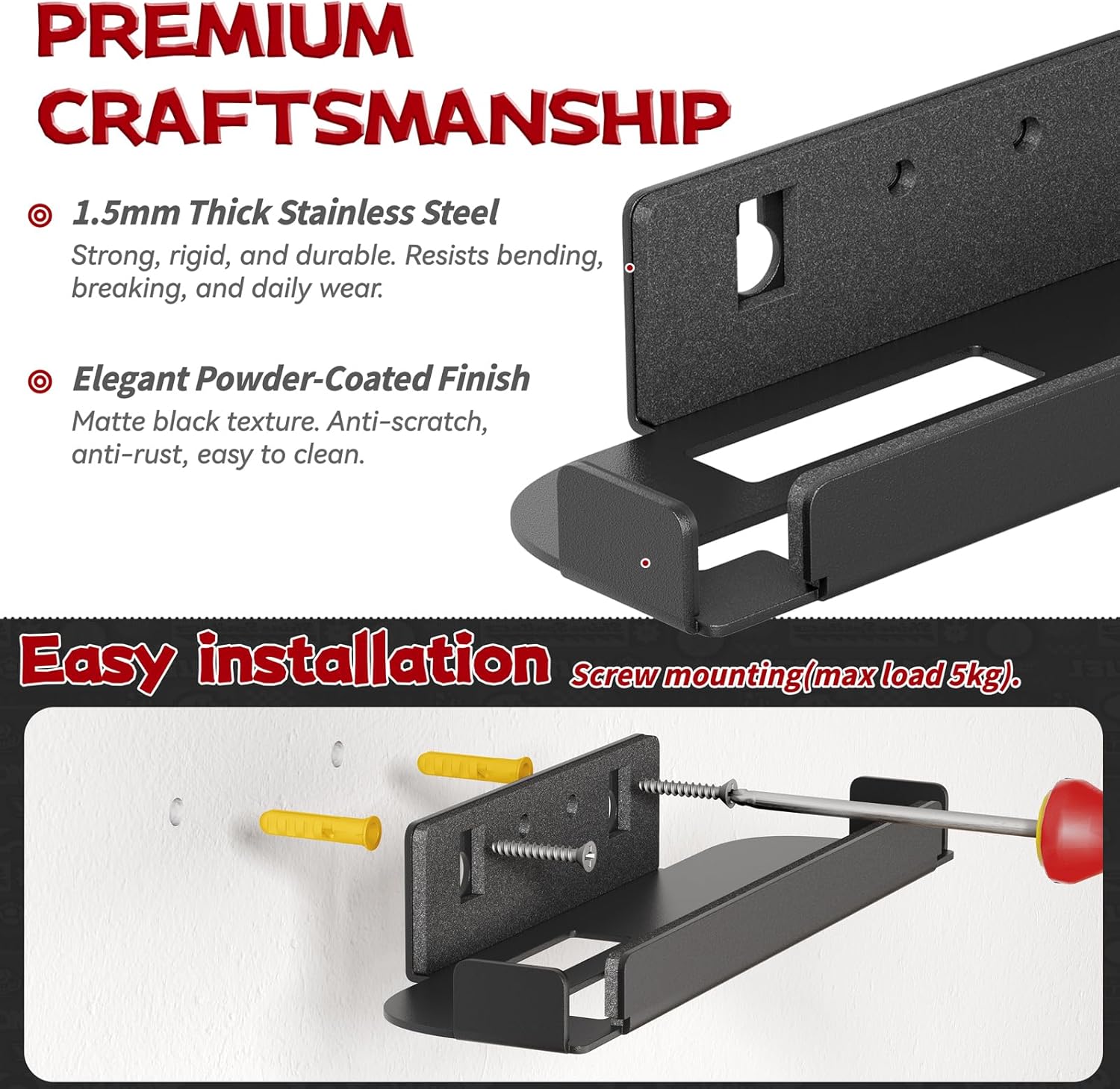Thumbnail 5 de sciuU Wandhalterung für Nintendo Switch 2 Dock – 1,5 mm Edelstahl, kratzfest, mit Lüftung