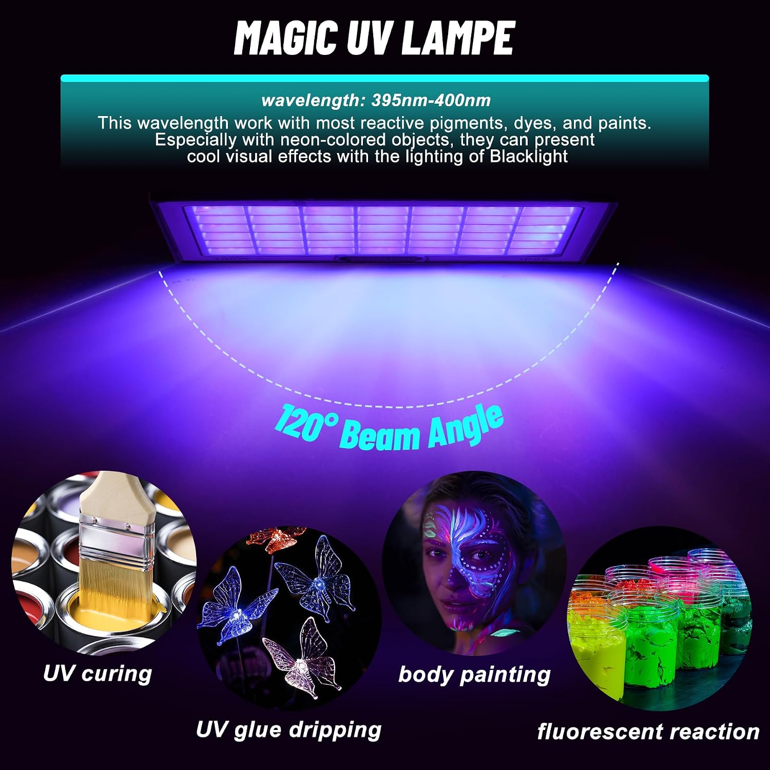 Thumbnail 3 de BOWEICORE UV Schwarzlicht 100W (2er-Set) – IP66 LED Blacklight für Party, Disco & Bühne