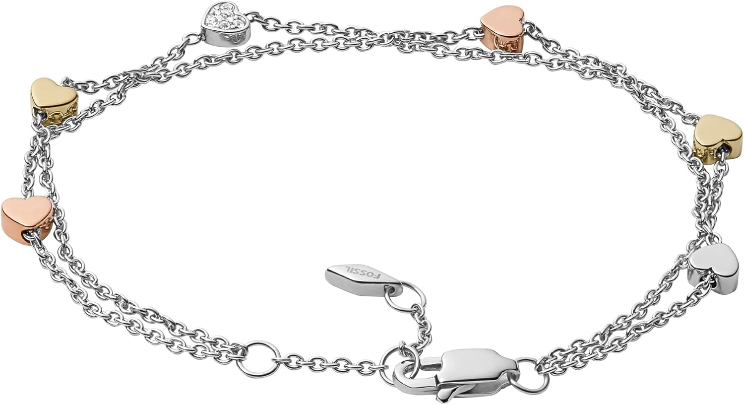 Detalle 1 de Fossil bracciale inox doppia catena 19 cm