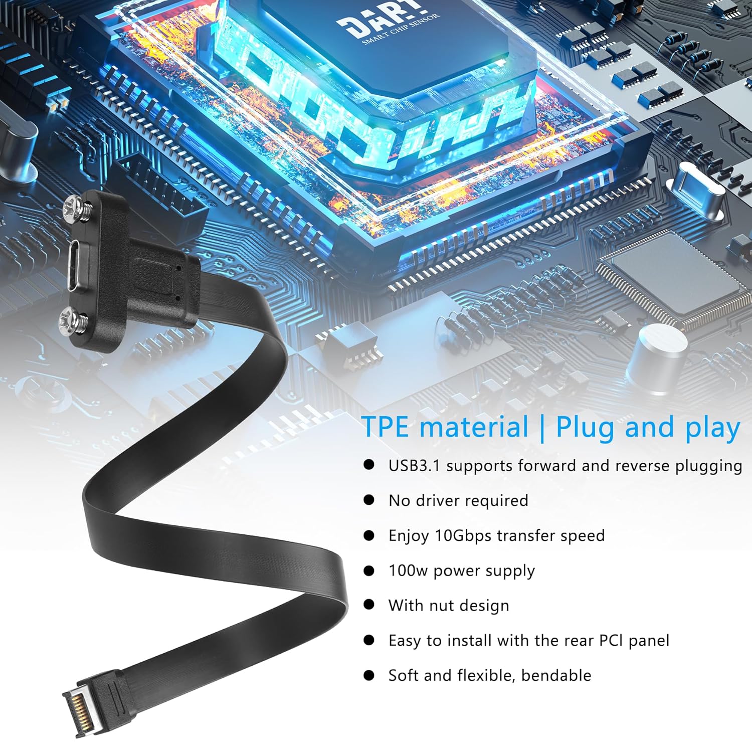 Thumbnail 6 de SinLoon USB 3.1 Front Panel Type-C Extension Cable (20Pin Type‑E) with Full Height Bracket – 30cm, 2-Port