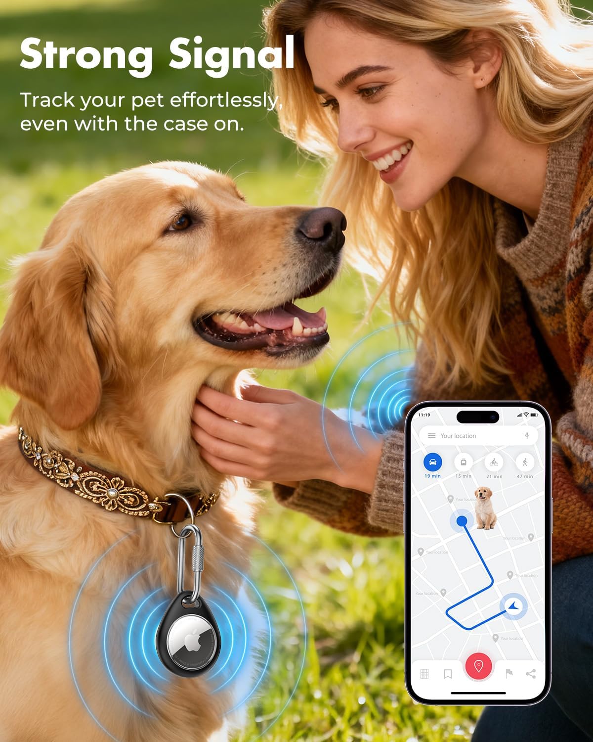 Detalle 2 de UNBREAKcable AirTag Holder (4-Pack) with Locking Carabiner for Apple AirTag — TPU Case for Keys, Pets, Luggage