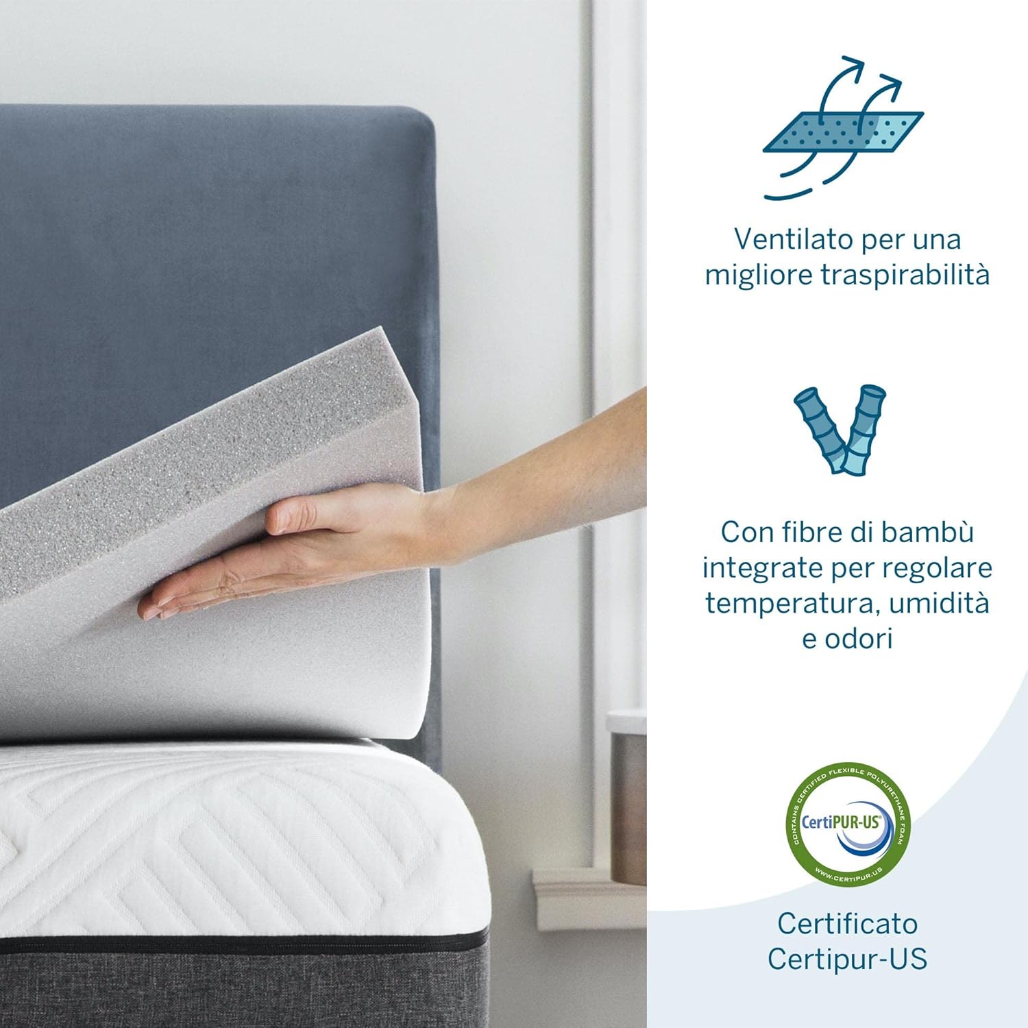 Detalle de LUCID Topper 5 cm memory gel 80 x 190 cm