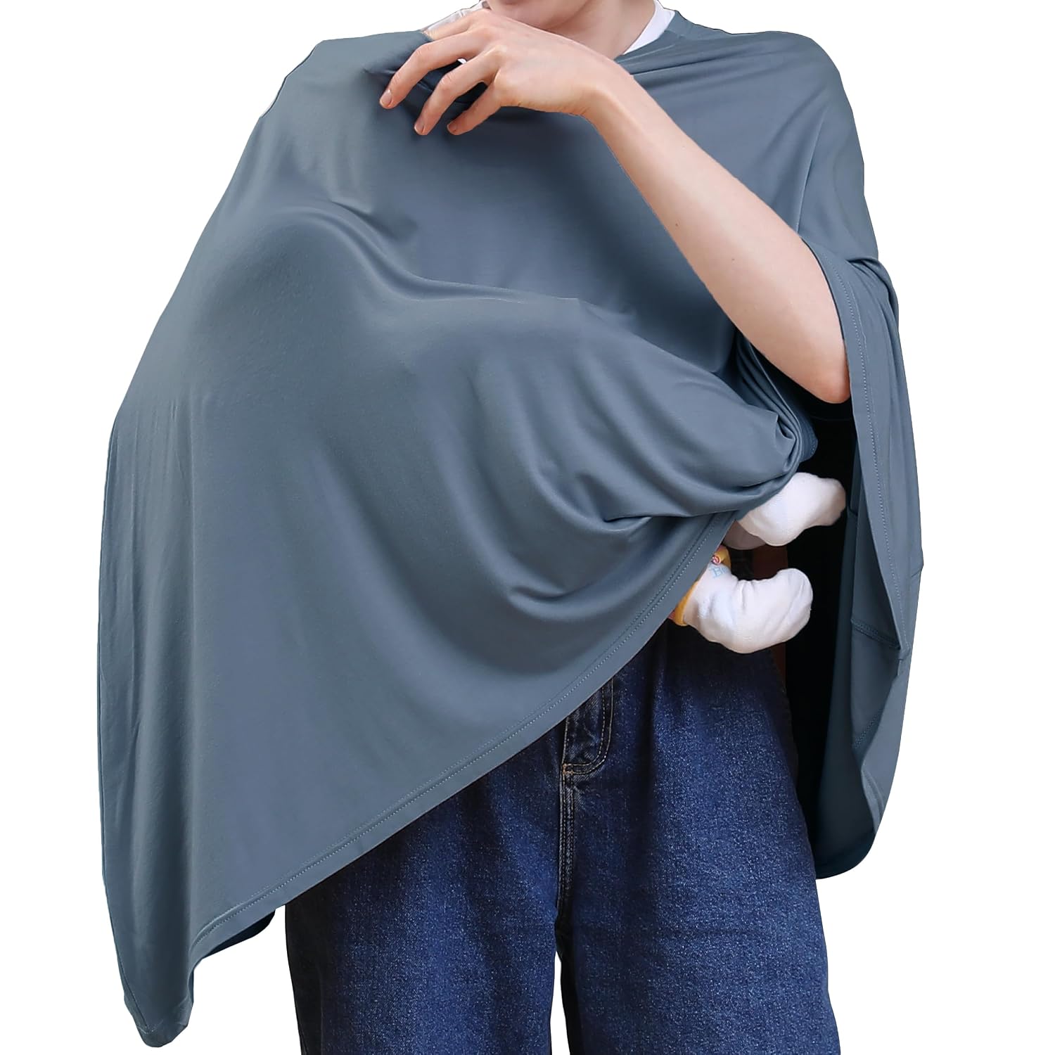 Detalle de Seejoy Nursing Cover Poncho, 360° Coverage, Soft Rayon Blend, Blue