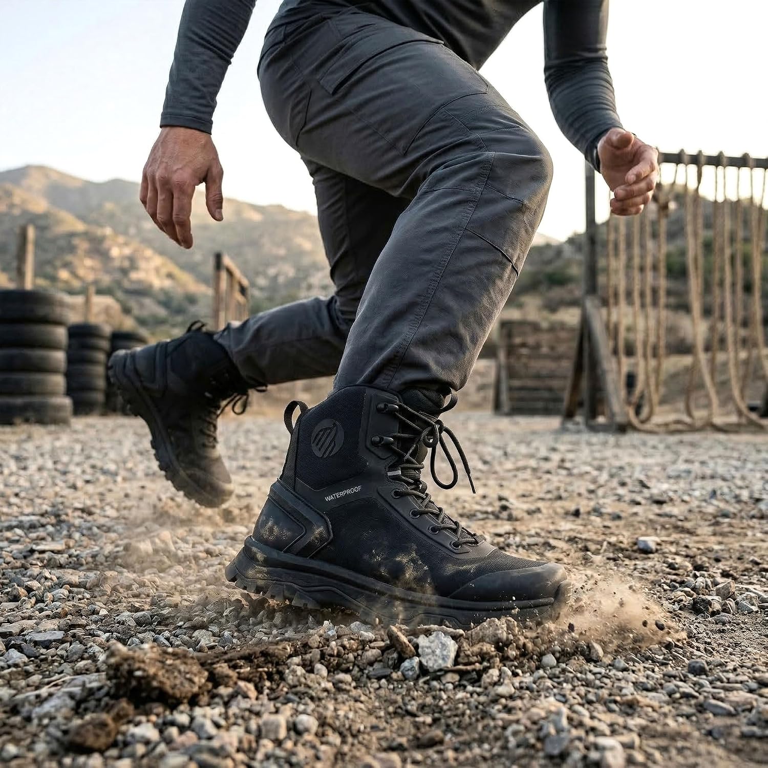 Detalle de Coostar Tactical Boots, 8-Inch Waterproof Lightweight Work Boots with Side Zipper