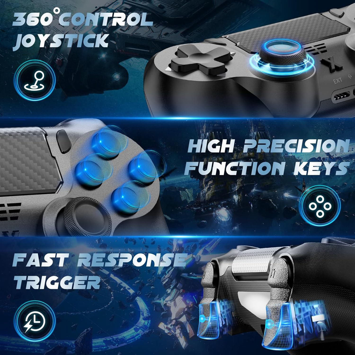 Thumbnail 2 de Glitfix Wireless Controller für PS-4 (Pro/Slim) – kabelloser Gamepad mit Touchpad, 3,5 mm Audio, Dual Vibration