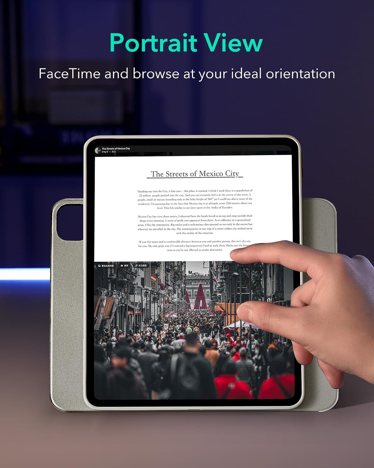 Detalle 2 de ESR Shift Series case for iPad Pro 12.9 (2022/2021) with removable magnetic cover and multi-angle stand