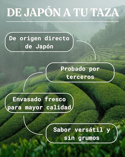 Detalle de NaturaleBio Té Matcha en Polvo Orgánico 100 g – Grado Premium (Uji, Japón) para beber, postres y batidos