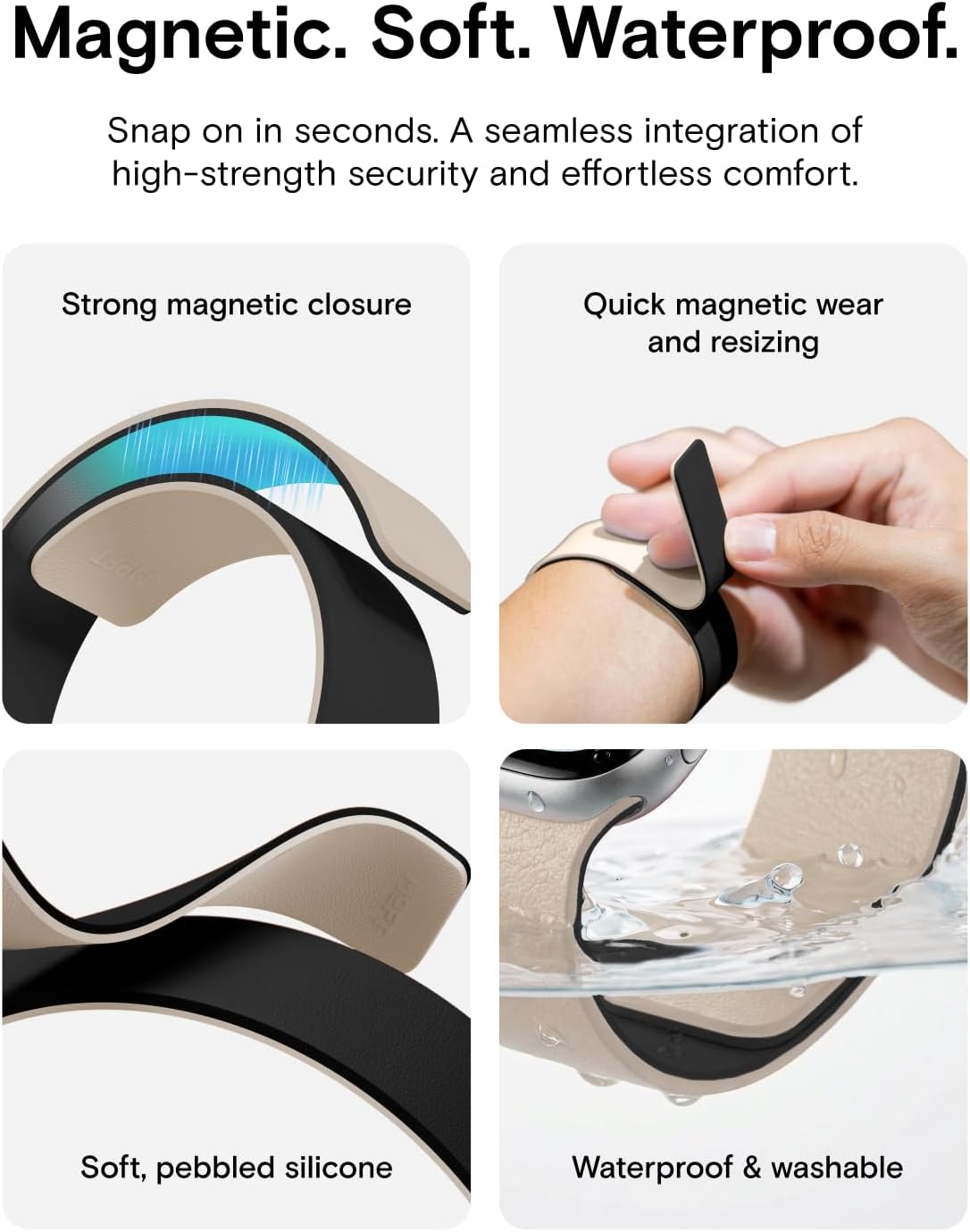 Detalle de MOFT Snap Duo magnetic Apple Watch bands (Duo-Colour) with soft textured silicone