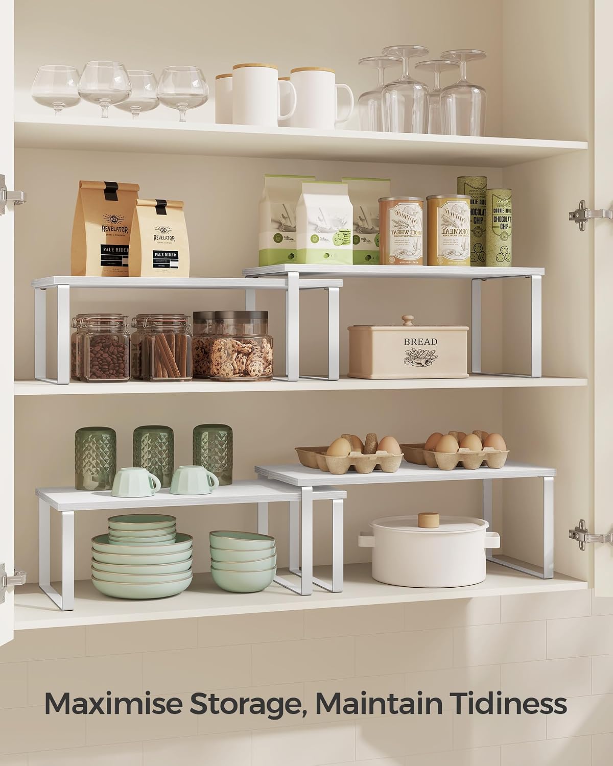 Thumbnail 2 de SONGMICS KCS025W01 Expandable Spice Rack Set, Stackable Steel and Particleboard