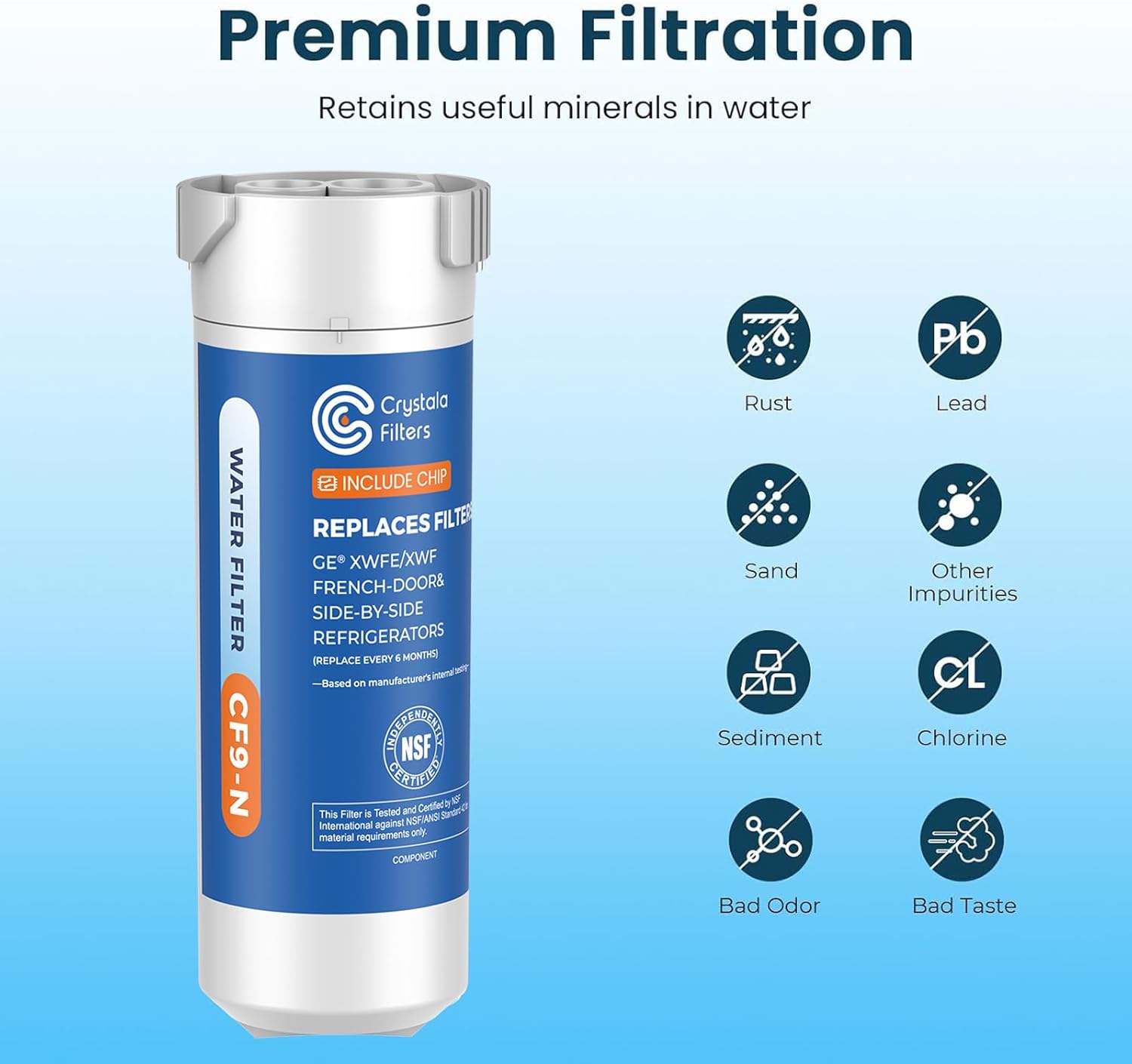 Detalle de Crystala Filters XWFE Compatible Refrigerator Filter