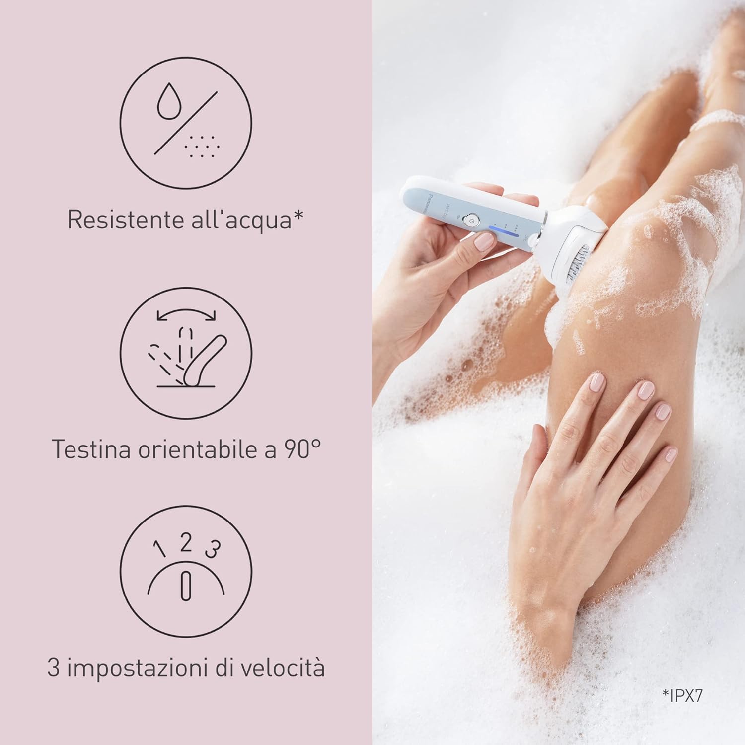 Thumbnail 4 de Panasonic ES-EY90 epilatore wet & dry con doppio disco a 60 pinzette, testina flessibile 90° e luce LED