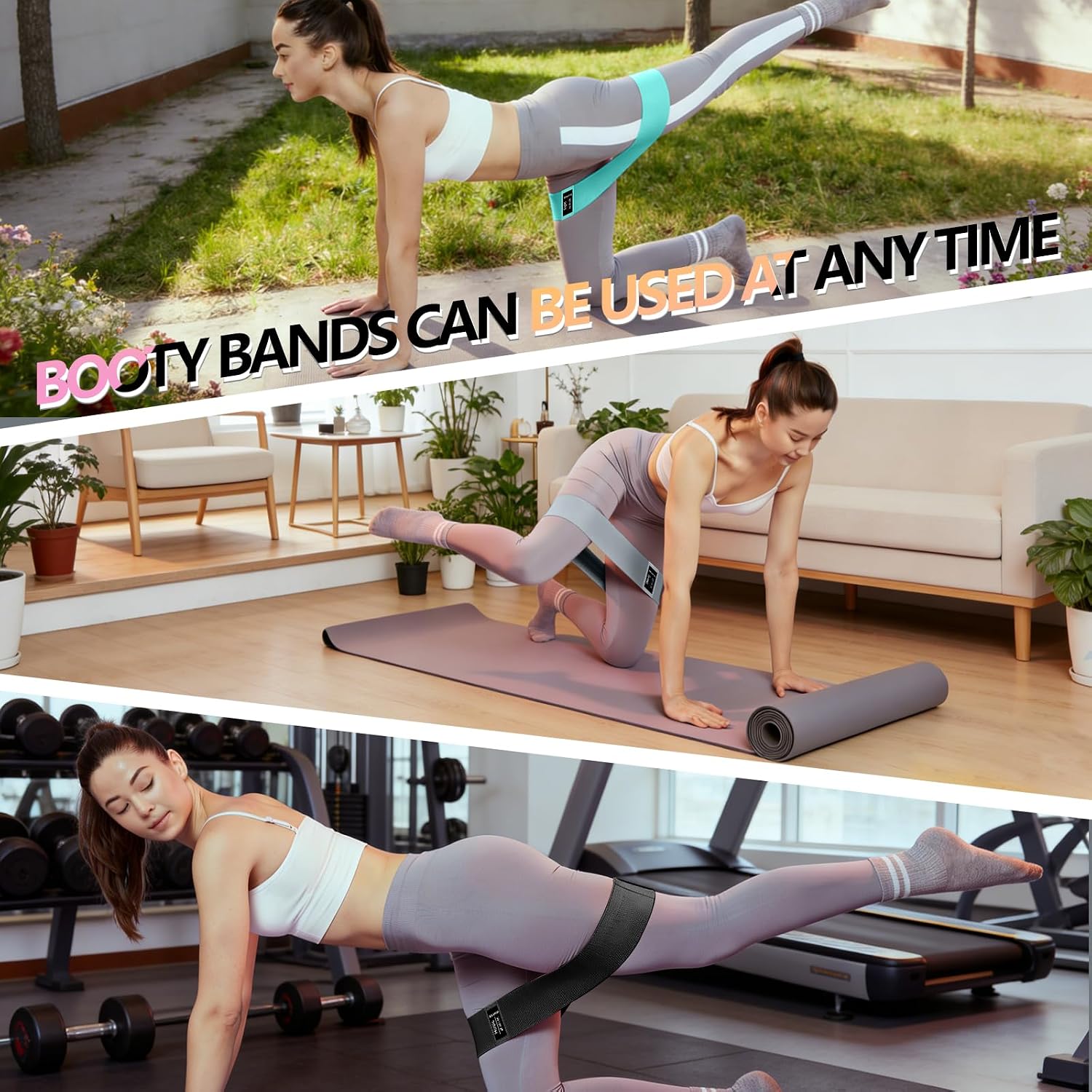 Detalle de Bourid 4 packs Fabric Resistance Bands, 4 Levels for Leg Training