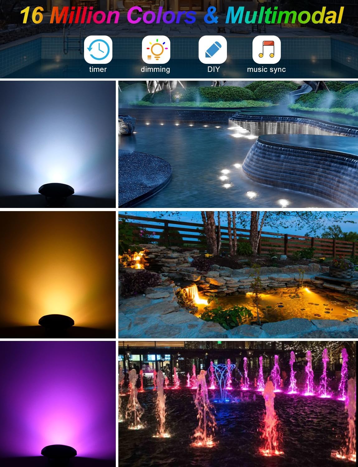 Thumbnail 4 de NATPOW Pond Lights RGB Bluetooth 8-in-1 🌊