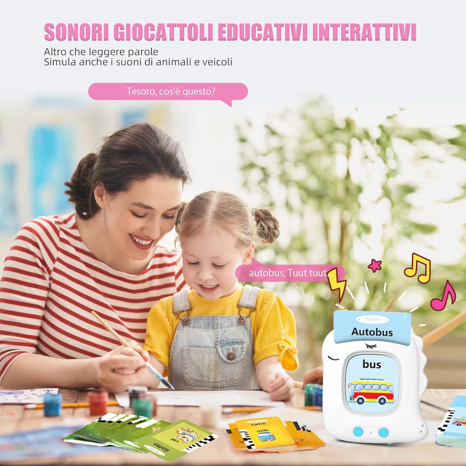 Detalle 2 de Talking Flash Cards Parlanti – 224 parole in schede per bambini 3+ (un origunico per apprendimento e logopedia)