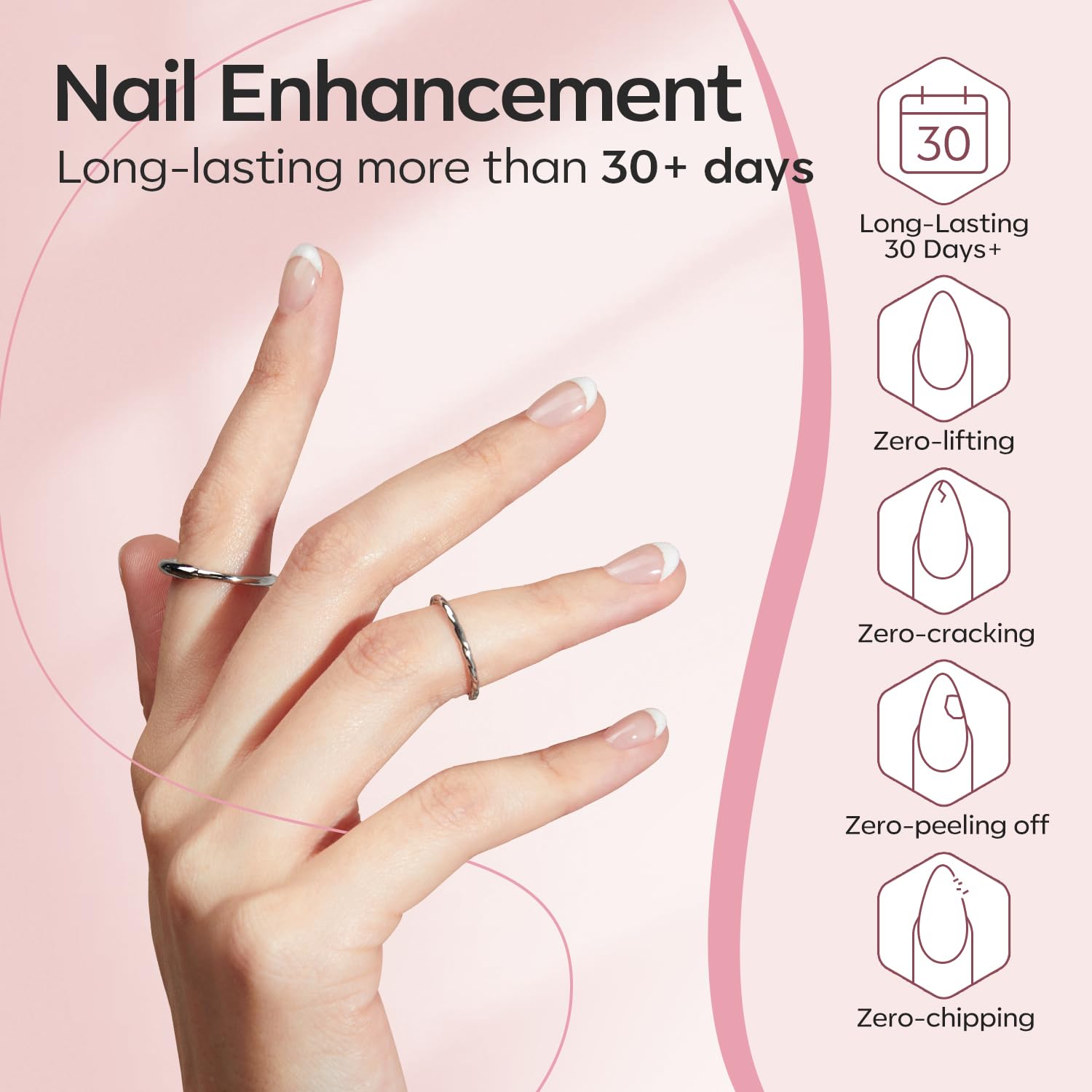 Thumbnail 5 de modelones Builder Nail Gel (2 Pcs) Clear + Cover Nude 10ml — 8-in-one thickening strengthener for LED/UV curing
