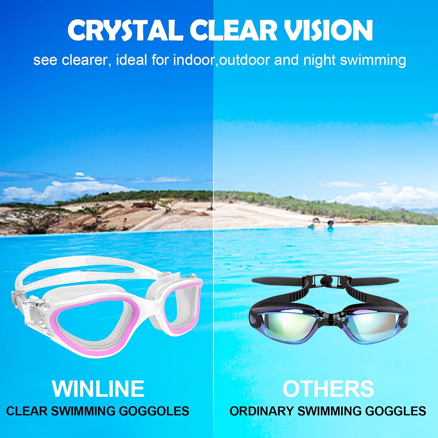 Thumbnail 2 de Winline Adult Open Water Swimming Goggles with Anti-Fog UV Lenses