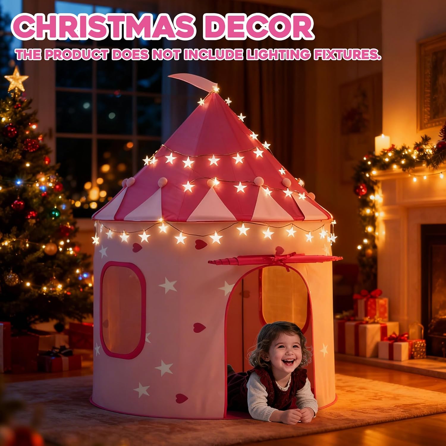 Thumbnail 6 de KORIMEFA Kids Play Tent (Princess Wendy House) for ages 1–8, pink pop-up indoor/outdoor playhouse, 105x105x135cm