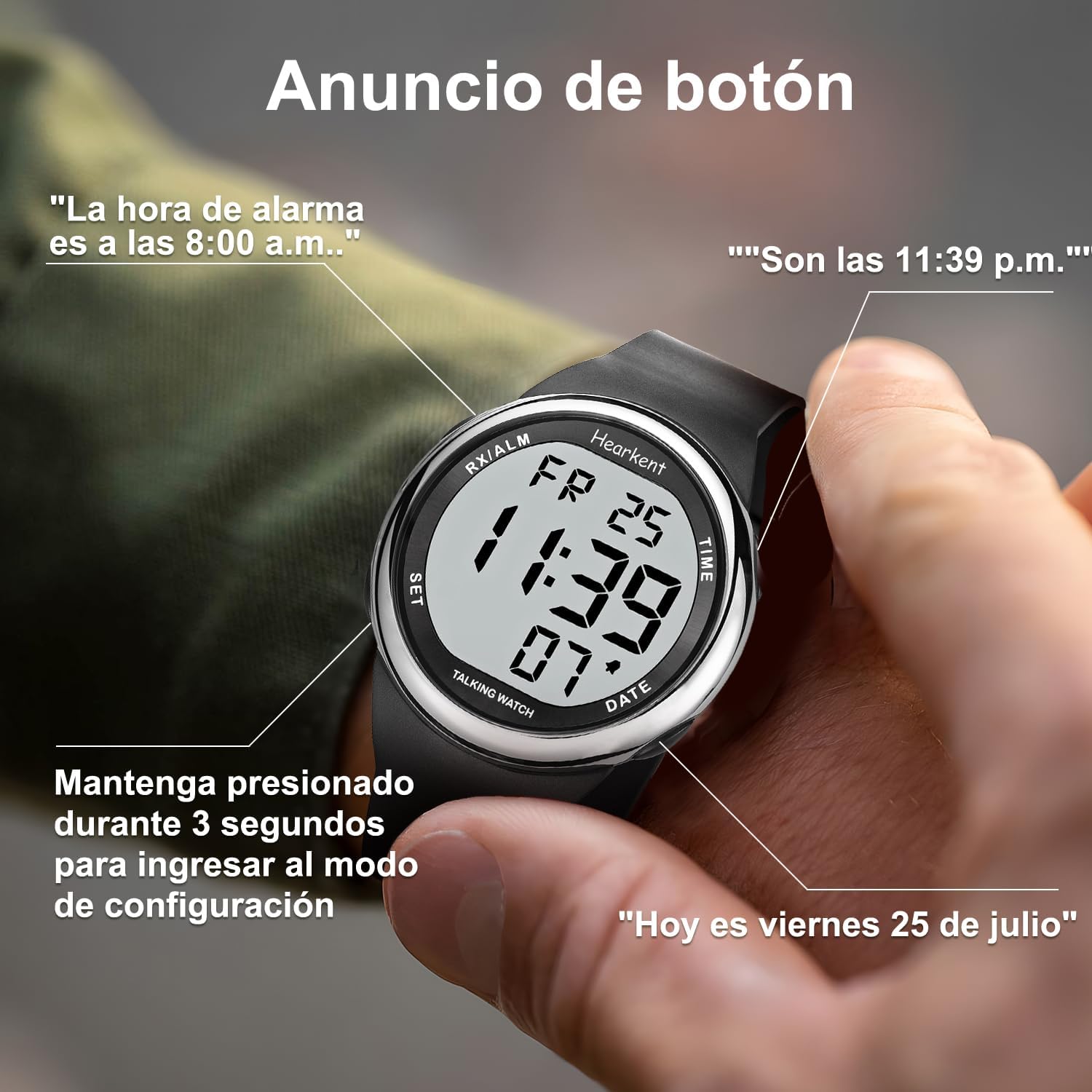 Detalle de Hearkent Reloj parlante en español para mayores
