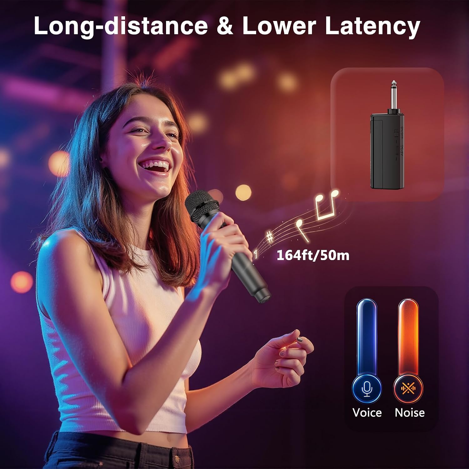 Detalle de AURGIC HM5 Dual Wireless Microphone System with Rechargeable Receiver, 2.4 GHz