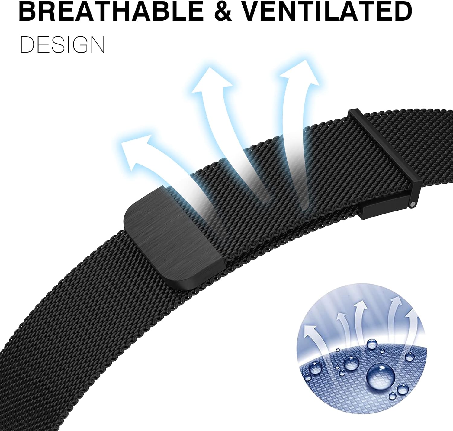 Thumbnail 4 de Tuocal metal upgraded mesh strap for Apple Watch (42mm/44mm/45mm/46mm) with dual magnetic clasp