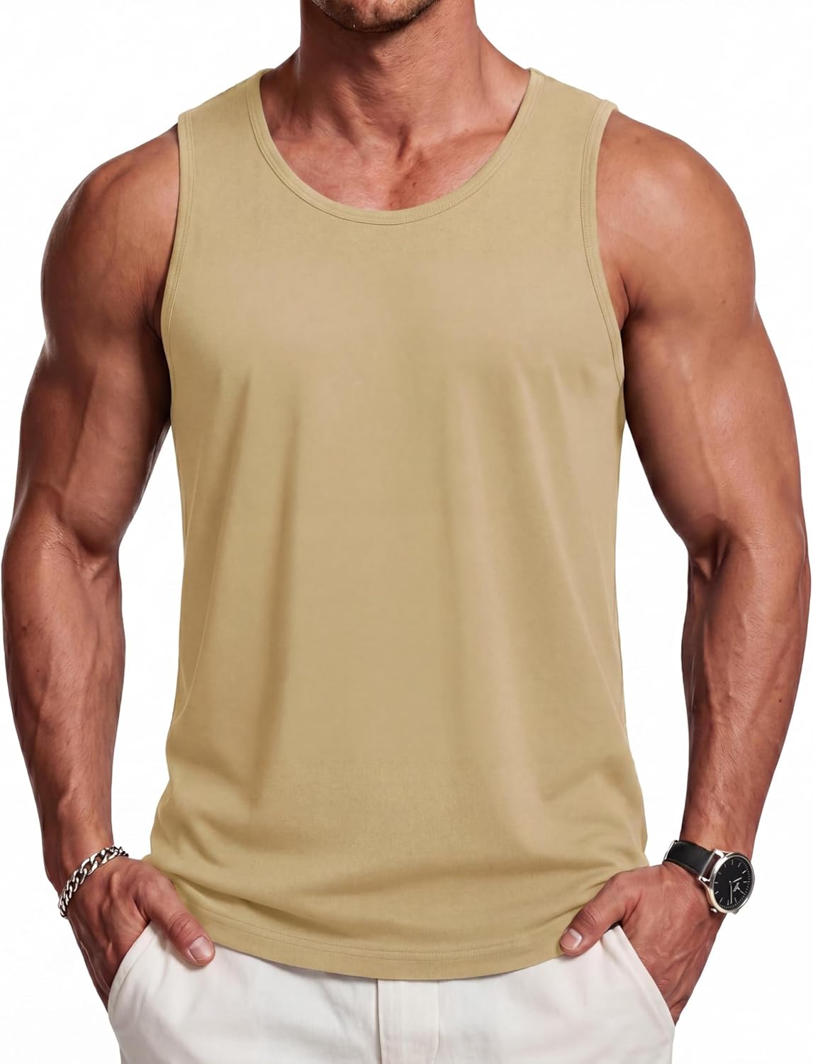 Detalle de TACVASEN Men's Gym Vest UPF 50+ Sleeveless Shirt – Four‑way Stretch, Moisture Wicking