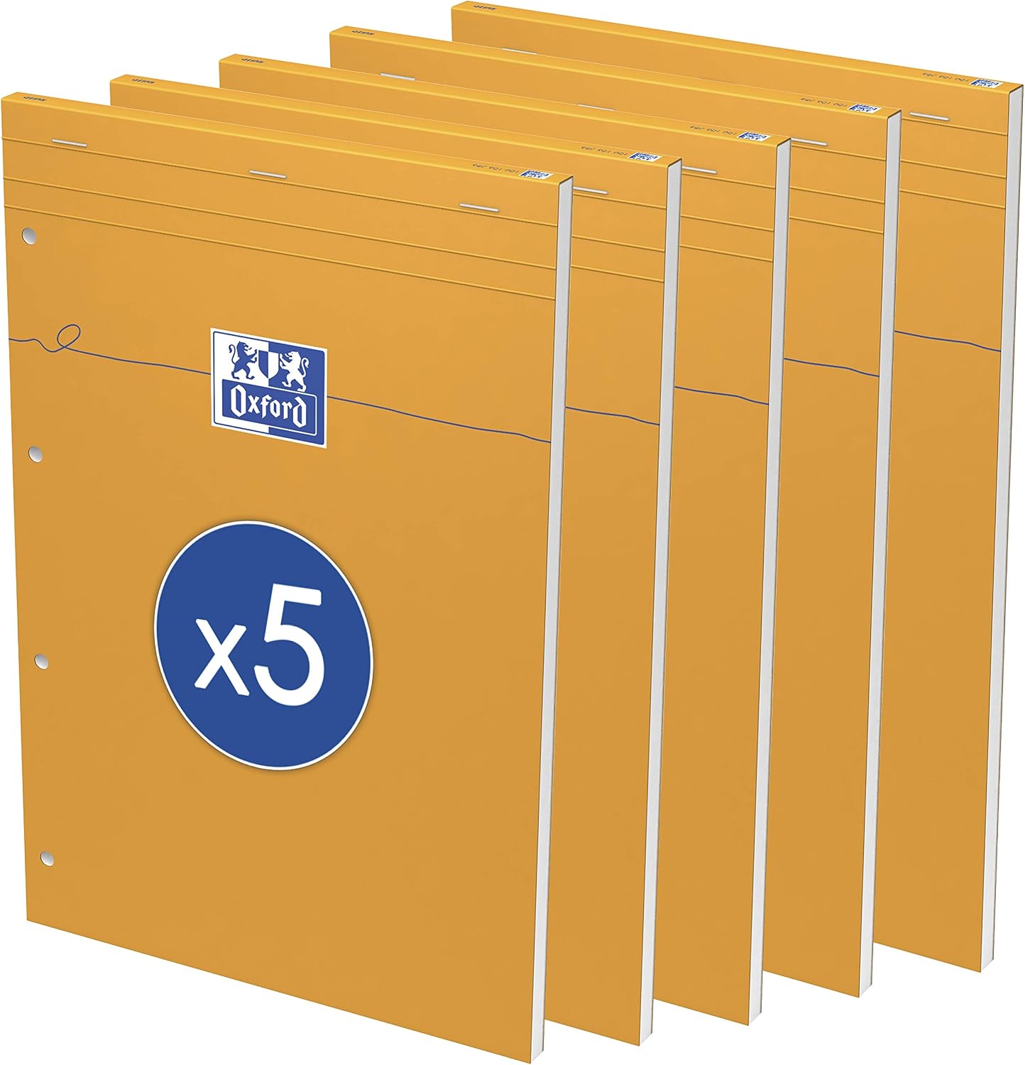 OXFORD Lot de 5 Bloc-notes Orange A4+ Uni 80 Feuilles — papier Optik Paper et couverture imperméable