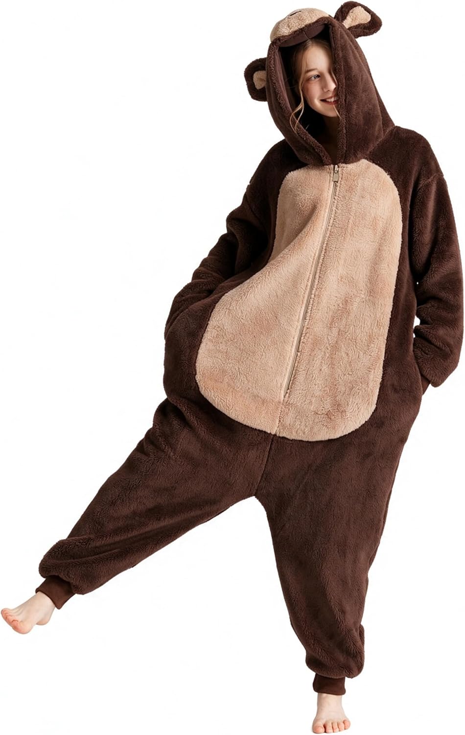 Thumbnail 1 de dressfan Unisex Fuzzy Bear Onesie Pajamas for Halloween and Christmas