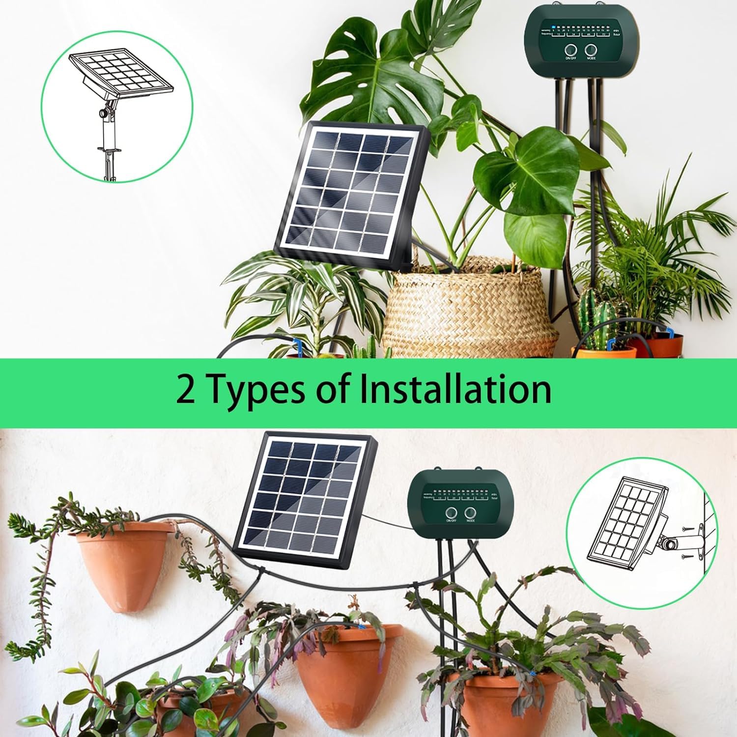 Detalle 2 de UKSUNVI: Sistema di irrigazione a goccia solare per giardino e serre (12 timer, 15 piante)