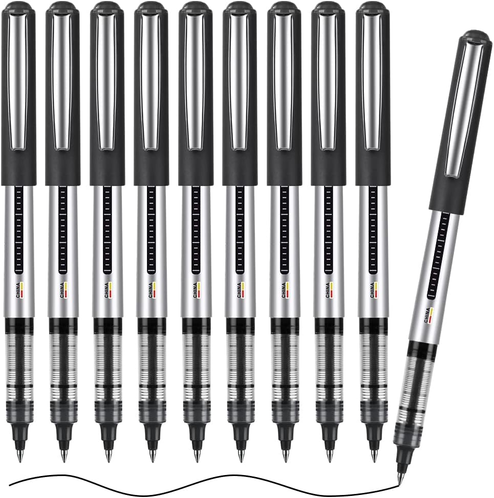 Detalle de OFFCUP Liquid Ink Rollerball Pen (10-pack), 0.5mm Quick-Drying Gel Pens in Black