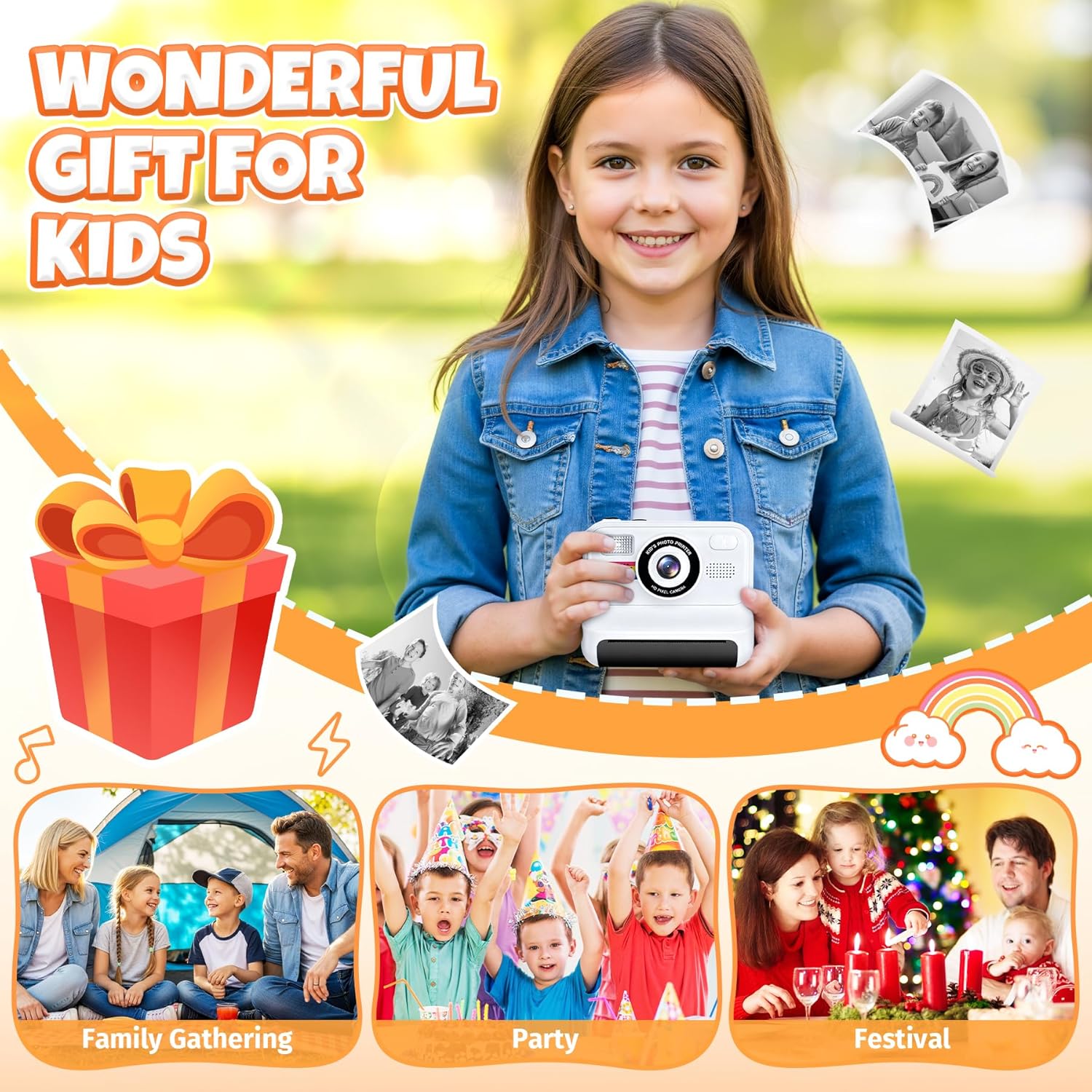 Thumbnail 6 de Gontence Macchina Fotografica Bambini 2.4'' HD con 32 GB e stampa inclusa – Bianco