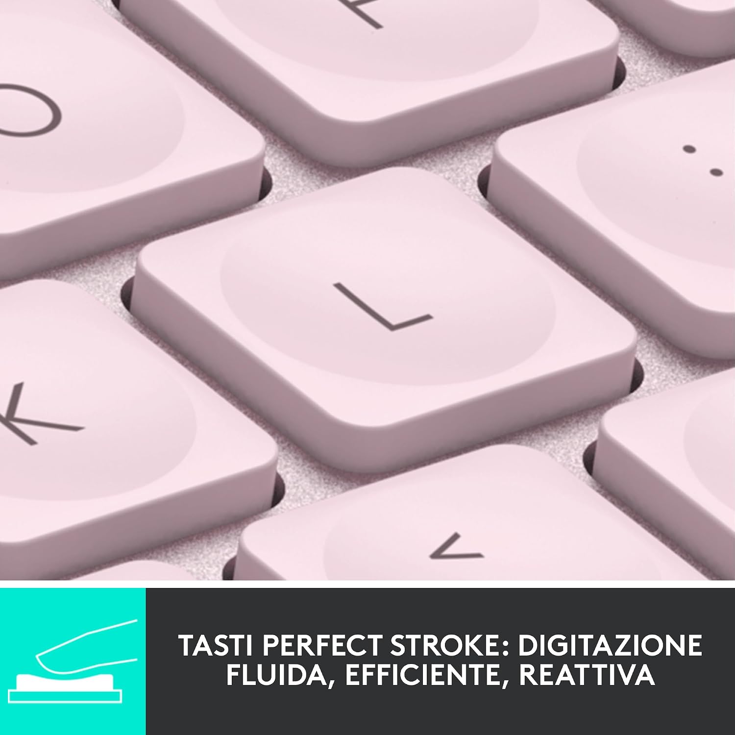 Detalle de Logitech MX Keys Mini Tastiera Illuminata Wireless – Rosa, USB-C, Multi‑dispositivo, ITA QWERTY