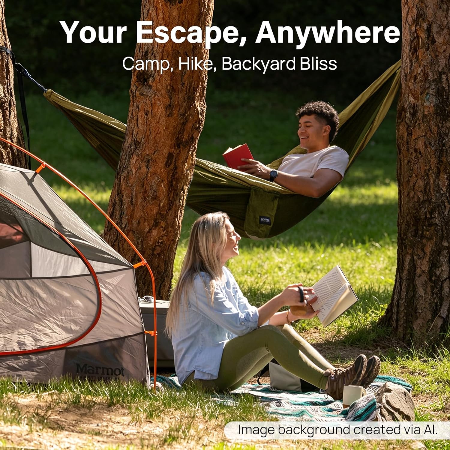 Thumbnail 5 de Kootek Camping Hammock with Tree Straps & Carry Bag
