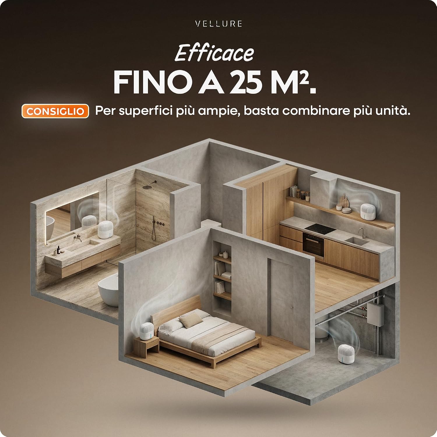 Thumbnail 6 de Vellure Deumidificatore di design senza corrente + 2 ricariche da 600 g • ideale per bagni, cantine e ambienti fino a 25 m²