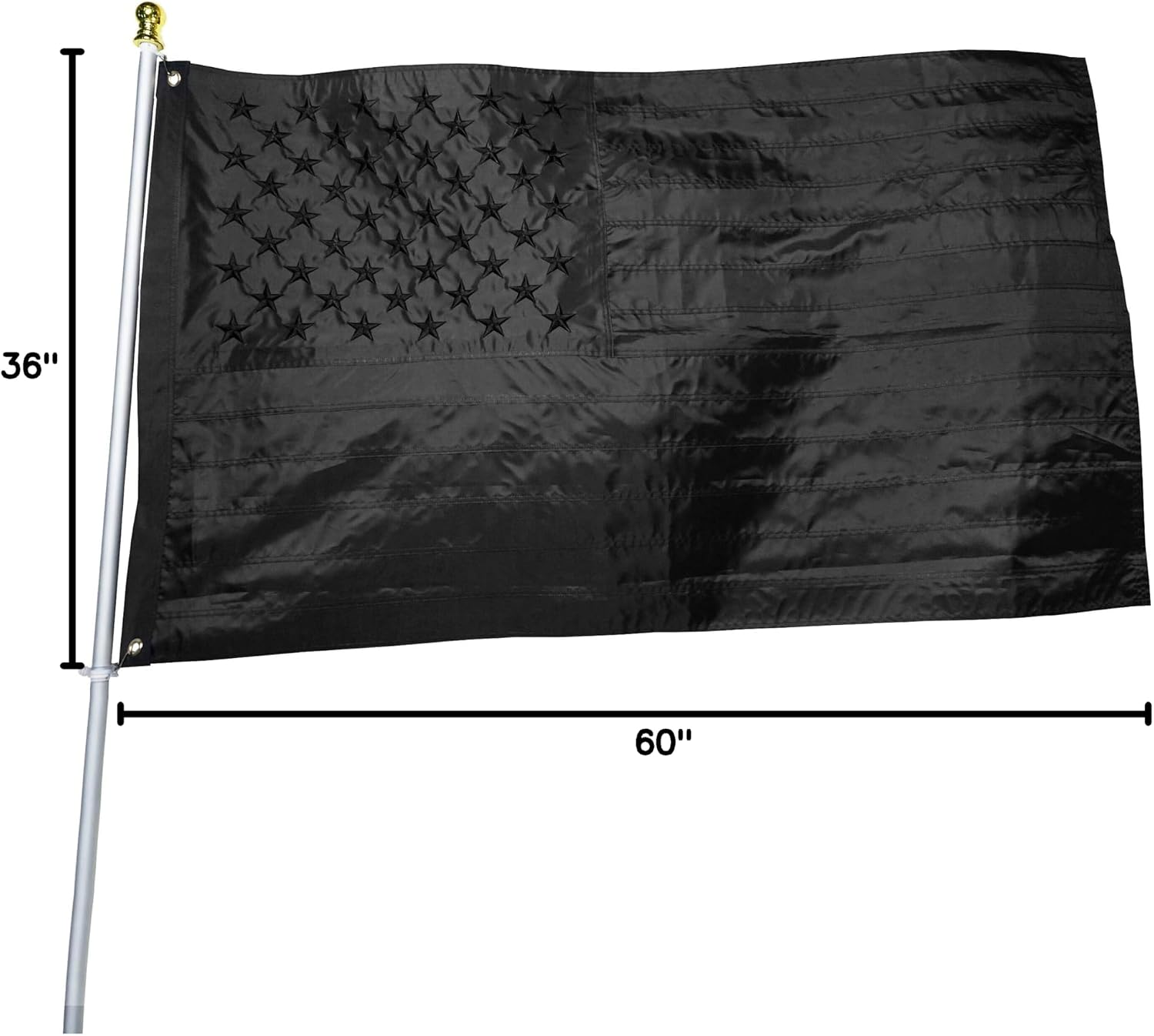 Detalle 1 de DANF FLAG 3 x 5 ft Black American Flag, 210D Nylon, Embroidered Stars