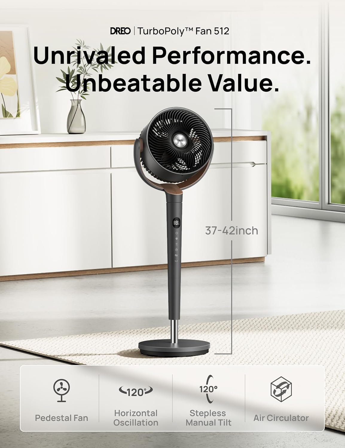 Detalle 2 de Dreo Standing Fan 37-42" Adjustable Height 🌀