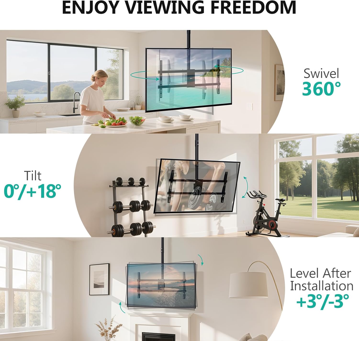 Detalle 2 de WALI CM3790 Ceiling TV Mount 37–90 inch, 220 lb