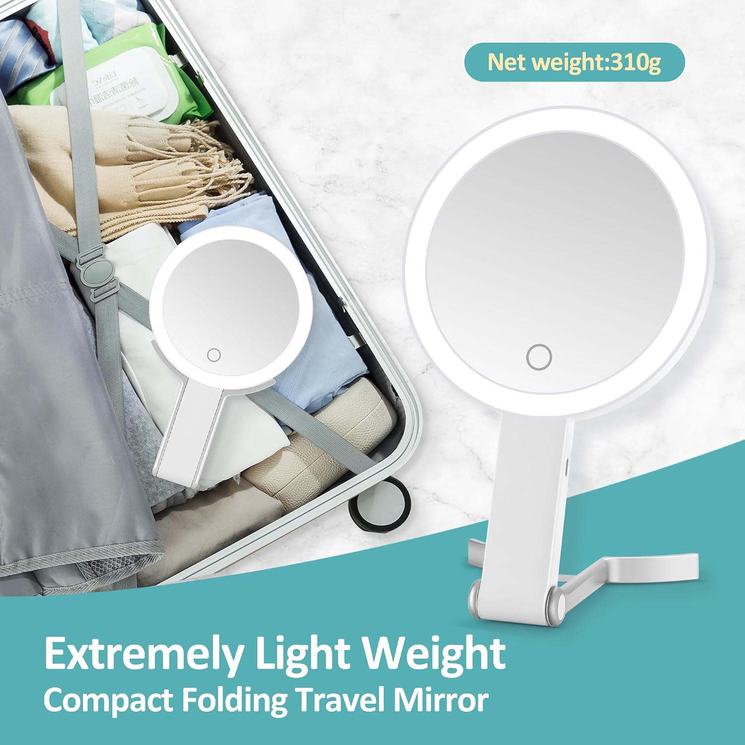 Detalle 2 de B Beauty Planet 1X/30X Lighted Magnifying Mirror, 2000mAh, Foldable