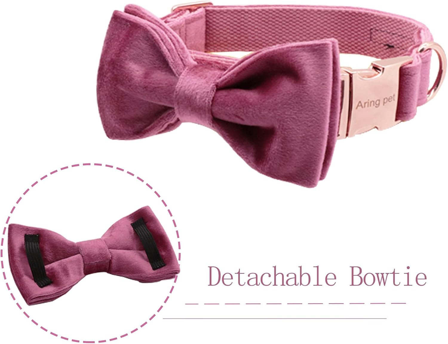 Thumbnail 1 de ARING PET Velvet Dog Collar with Bowtie – Soft Adjustable Bow for Small, Medium & Large Dogs