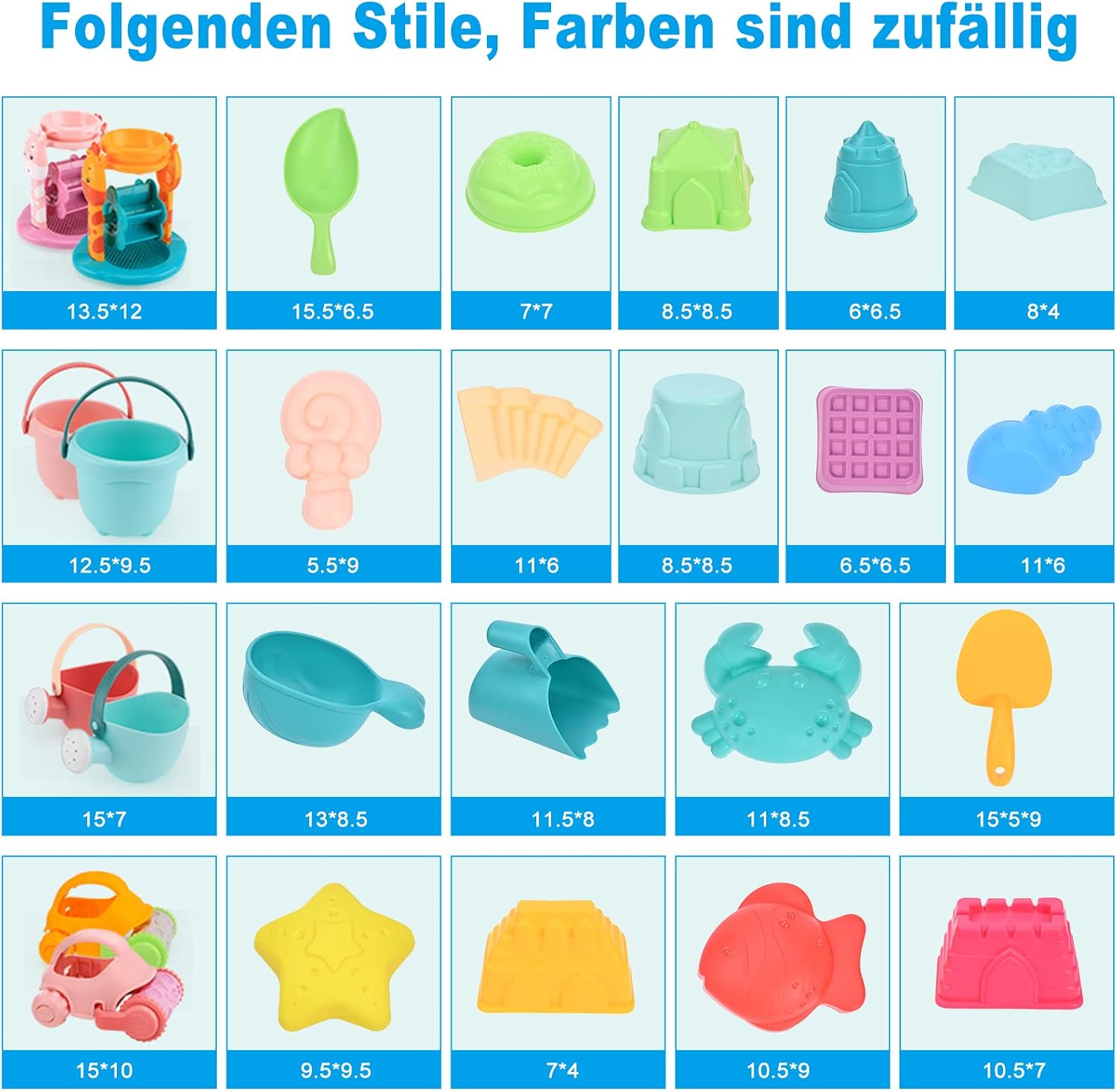 Thumbnail 3 de GOLDGE Sandspielzeug Set – 29tlg. buntes Strandspielzeug mit Eimern, Formen und Netzbeutel