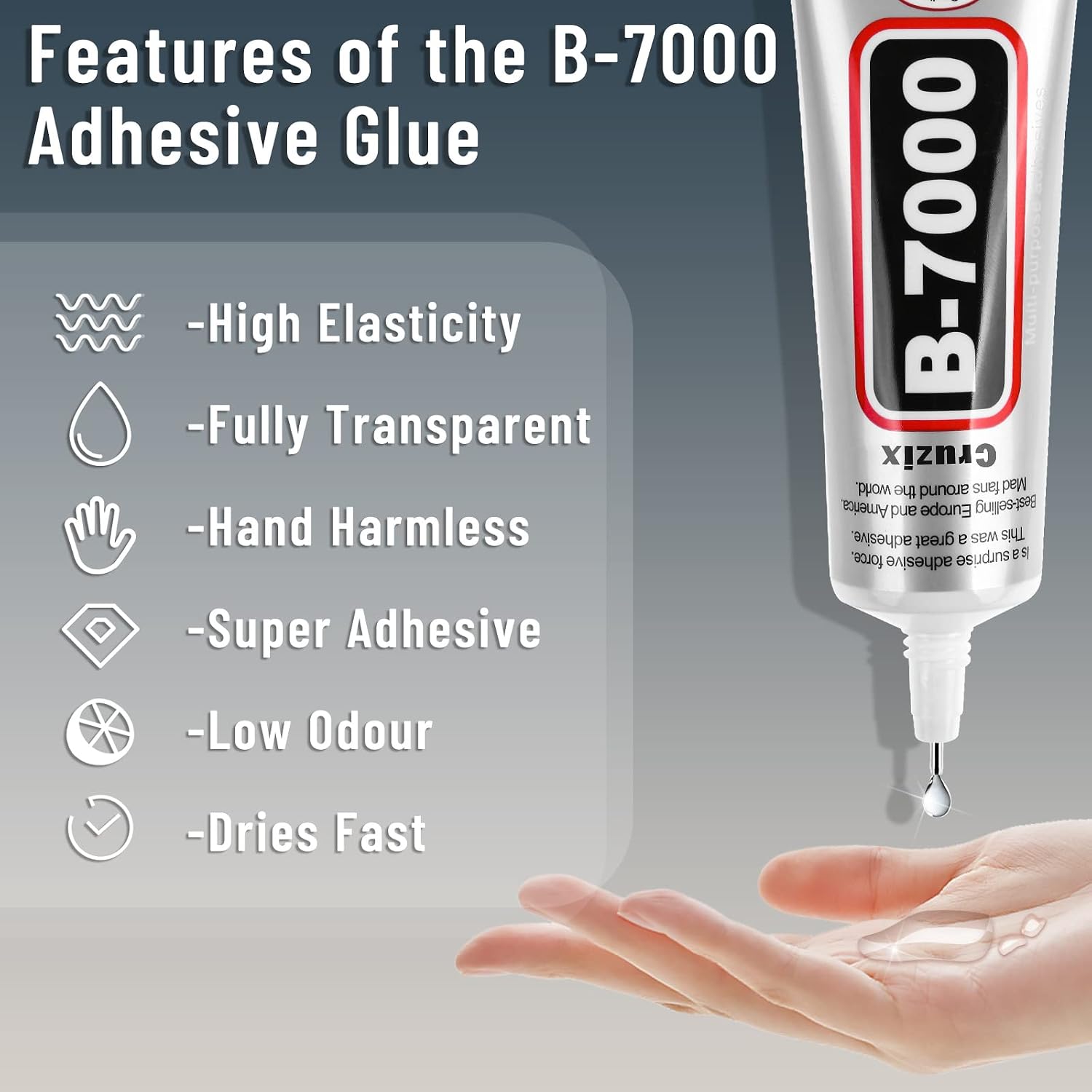 Detalle de Cruzix RZ7813 B-7000 Multipurpose Adhesive, Clear Precision Tip, 3 × 25 ml